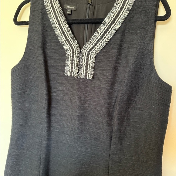 Talbots Black Tweed Fringe Shift Dress in Size 12 - Picture 4 of 12